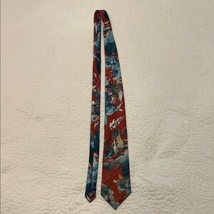 Floral Patterned Tie in Red and Blue - Cabralli circa 1990